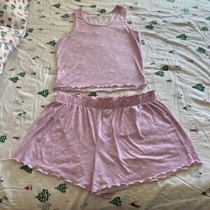 Pink Sleeveless Top and Shorts Set